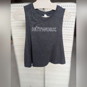 HOTWORX Women's Racerback Cropped Tank- Heather Dark Gray-Large